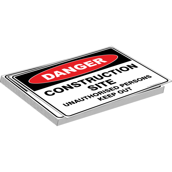 10 Pack of CONSTRUCTION SITE UNAUTHORISED PERSONS KEEP OUT - Premium 5mm Bulk Corflute