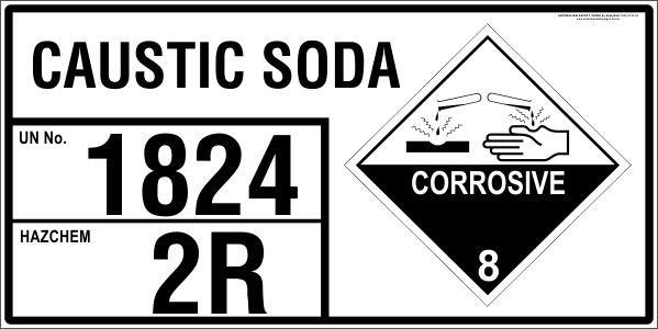 CAUSTIC SODA - EMERGENCY INFORMATION PANEL - FOR STORAGE