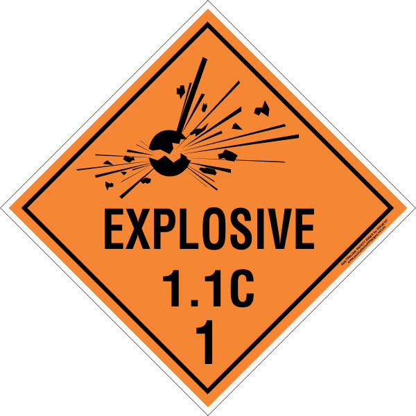 Hazchem Diamond Class Explosive 1.1C Safety Sign