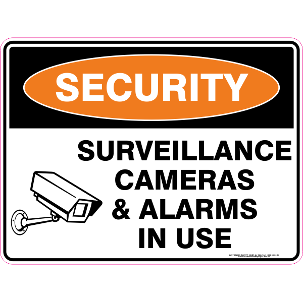 Surveillance Cameras & Alarms in Use Safety Sign