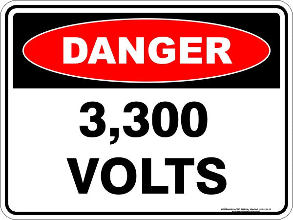 3300 VOLTS Safety Sign