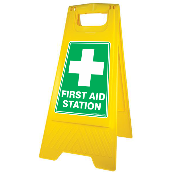 NEW FIRST AID STATION - A-FRAME FLOOR SIGN