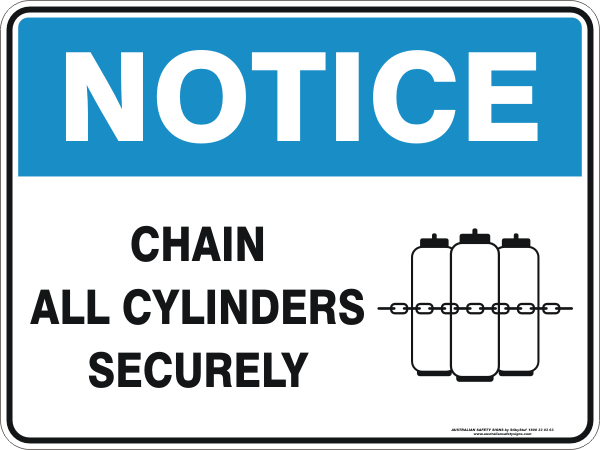 CHAIN ALL CYLINDERS SECURELY WITH PICTOGRAM