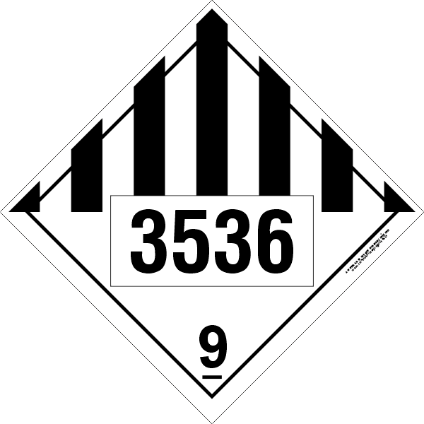CLASS 9 Lithium Battery UN3536 for Cargo Transport Units Safety Sign