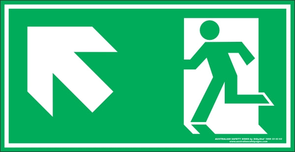 Safety Exit Sign Left Up Arrow