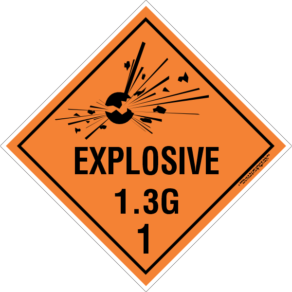 Explosive 1.3G Hazchem Diamond safety Sign