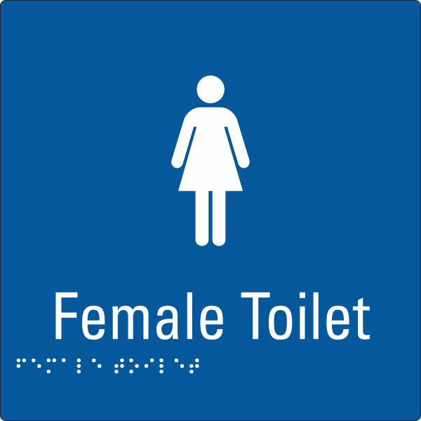 Female Toilet blue braille sign