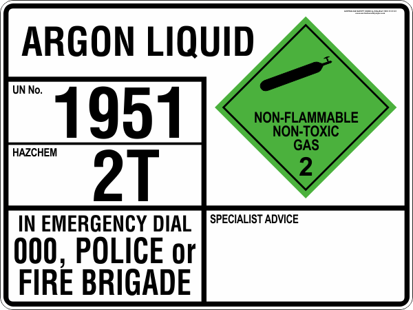EMERGENCY INFORMATION PANEL - ARGON LIQUID