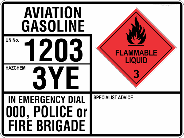 EMERGENCY INFORMATION PANEL - AVIATION GASOLINE