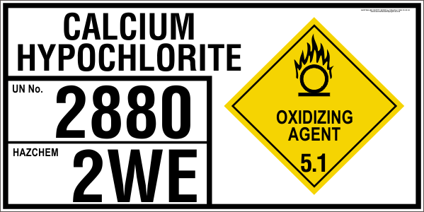 CALCIUM HYPOCHLORITE - EMERGENCY INFORMATION PANEL - FOR STORAGE