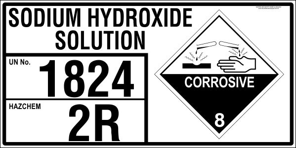 Sodium Hydroxide Solution Emergency Information Panel