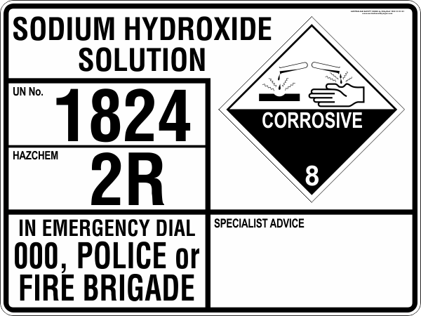 EMERGENCY INFORMATION PANEL - SODIUM HYDROXIDE SOLUTION