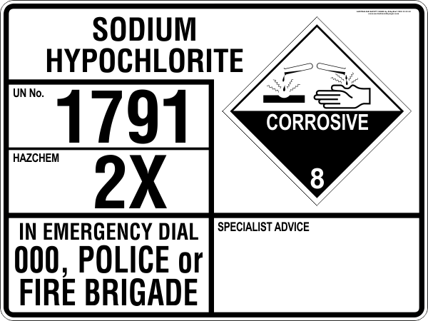 EMERGENCY INFORMATION PANEL - SODIUM HYPOCHLORITE