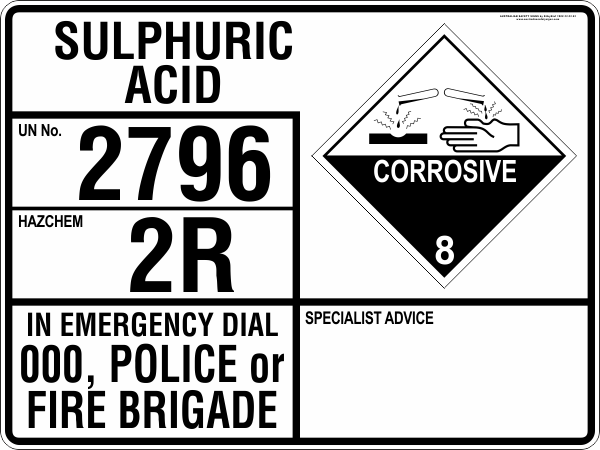 EMERGENCY INFORMATION PANEL - SULPHURIC ACID