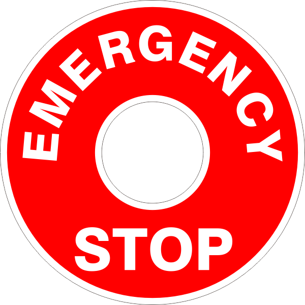 EMERGENCY STOP Button Surround Sticker - Australian Safety Signs