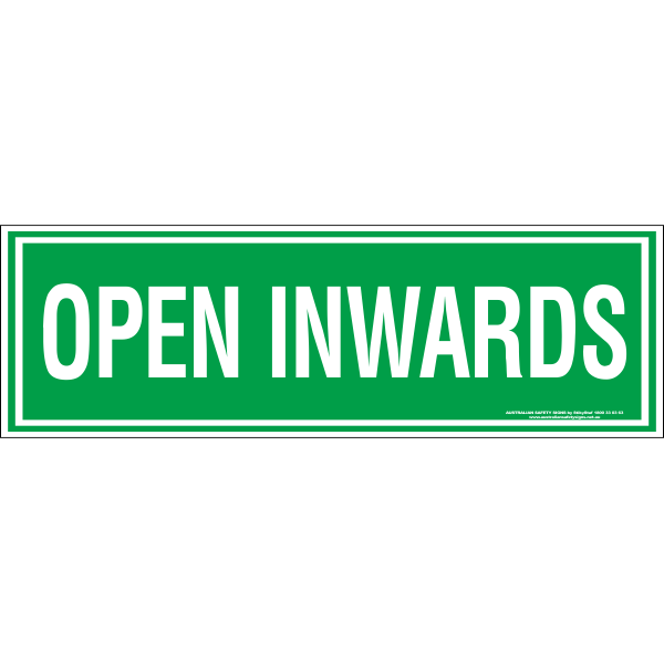 OPEN INWARDS sticker - Australian Safety Signs