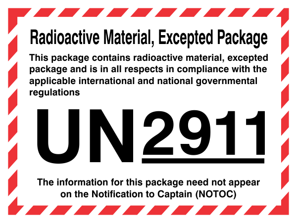Radioactive Materials, Excepted Package Sticker