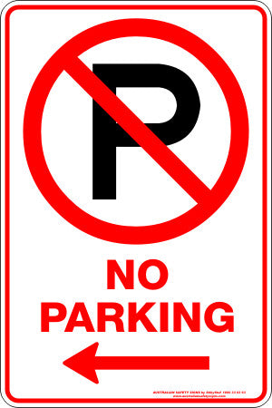 NO PARKING P LEFT ARROW