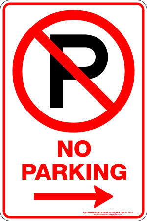 NO PARKING P RIGHT ARROW