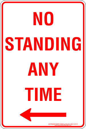 NO STANDING AT ANY TIME LEFT ARROW