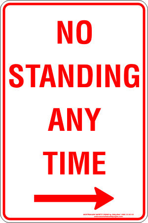 NO STANDING AT ANY TIME RIGHT ARROW