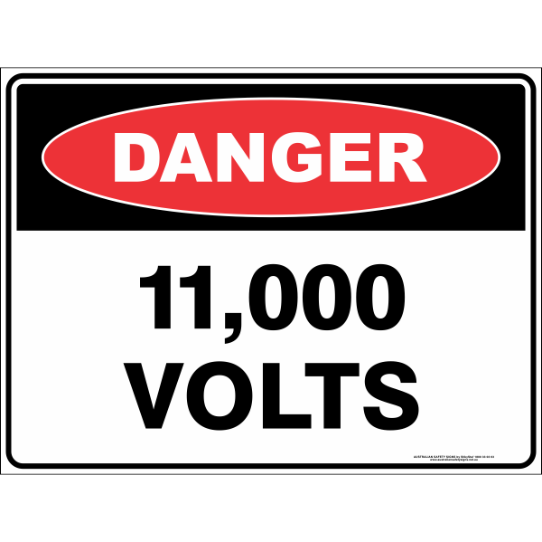 Danger 11000 VOLTS Safety Sign