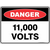 Danger 11000 VOLTS Safety Sign