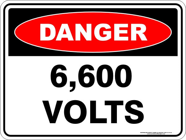 6600 VOLTS Safety Sign