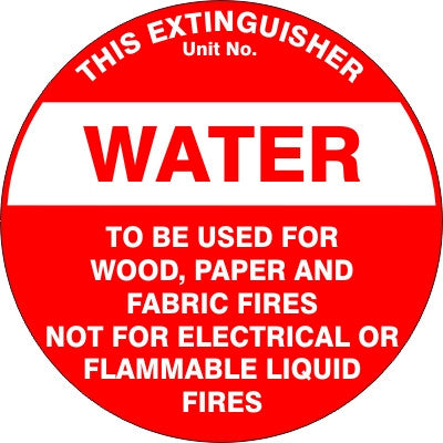 EXTINGUISHER ID MARKER WATER