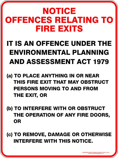 NOTICE OFFENCES RELATING TO FIRE EXITS