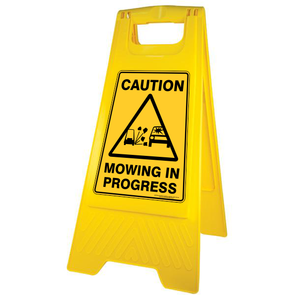 New Caution Mowing in Progress Sign Stand