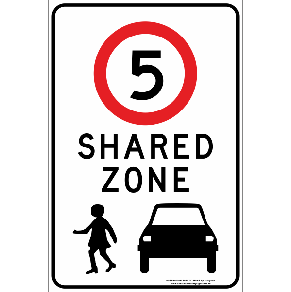 Shared Zone 5 Carpark Sign 